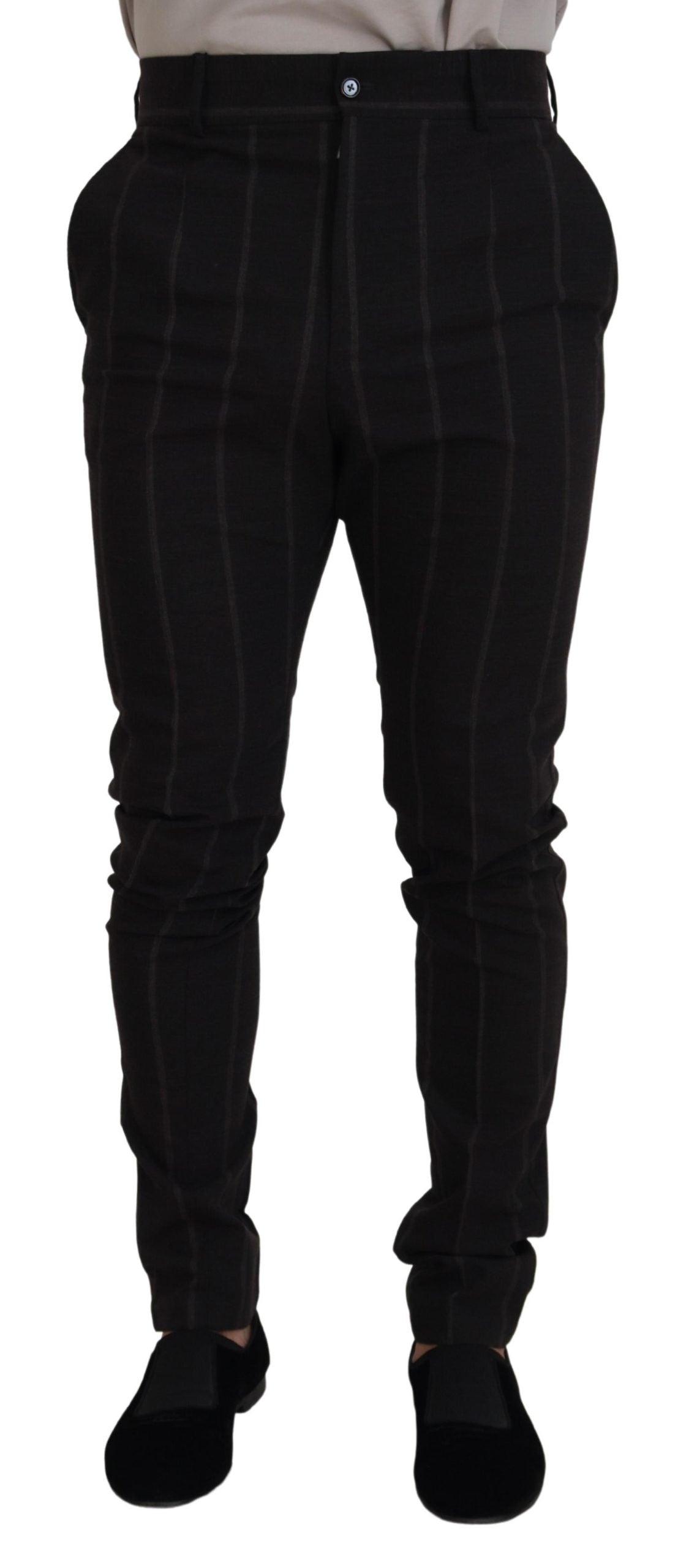 Dolce & Gabbana Elegant Black Striped Chino Pants - Arichezz.store