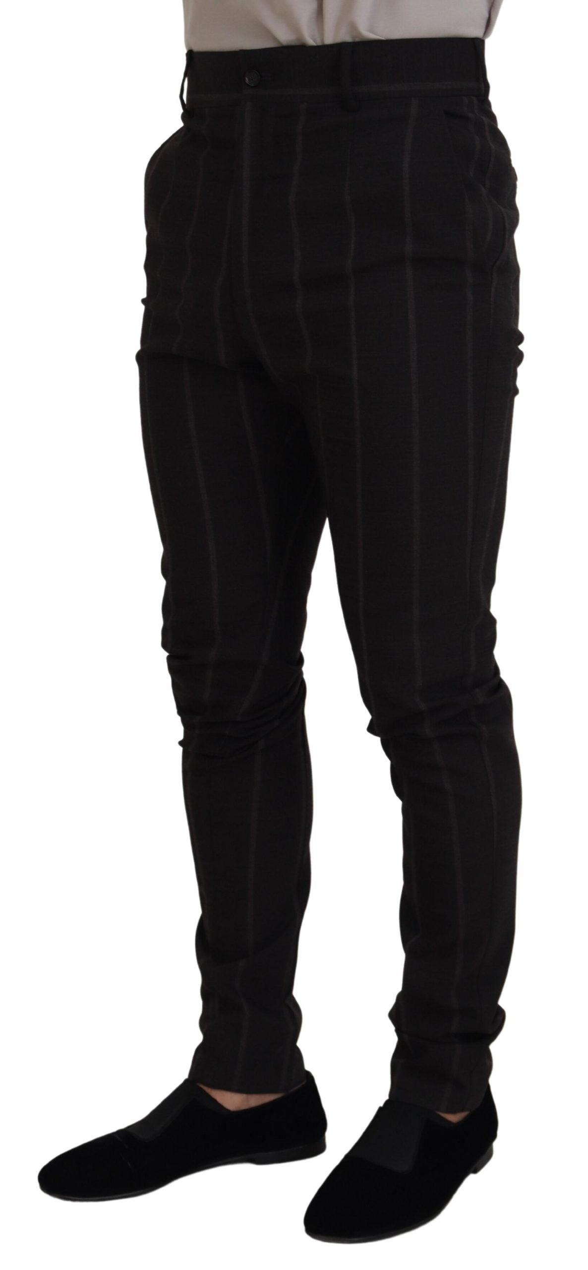 Dolce & Gabbana Elegant Black Striped Chino Pants - Arichezz.store