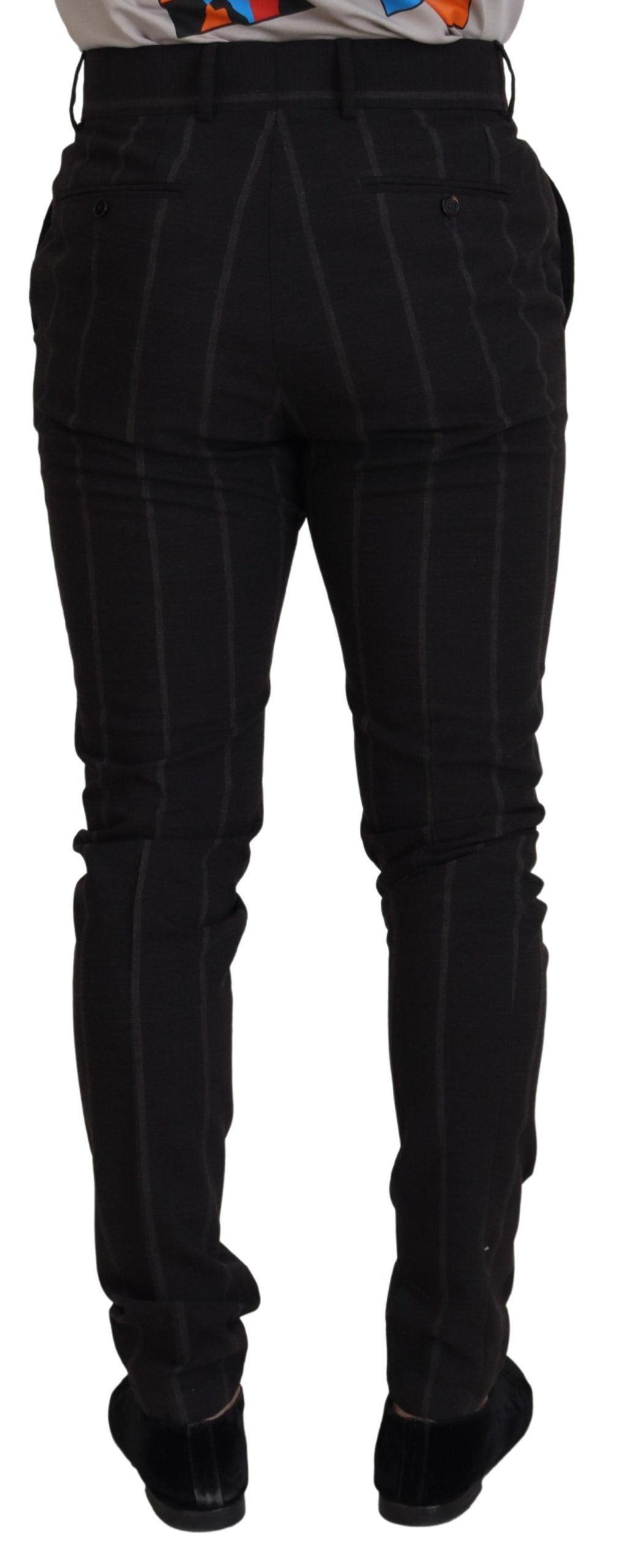 Dolce & Gabbana Elegant Black Striped Chino Pants - Arichezz.store