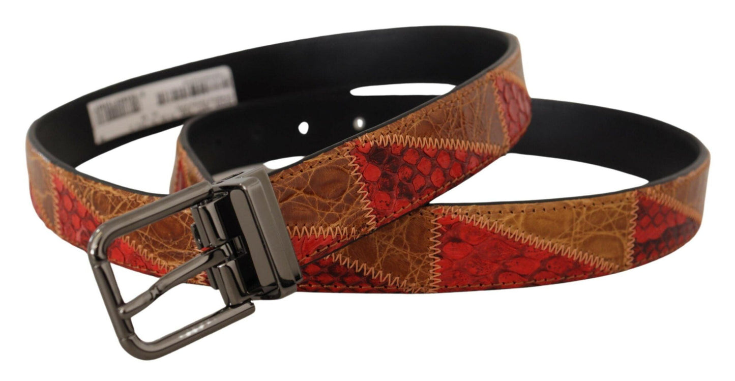 Dolce & Gabbana Elegant Two-Tone Snakeskin Leather Belt - Arichezz.store