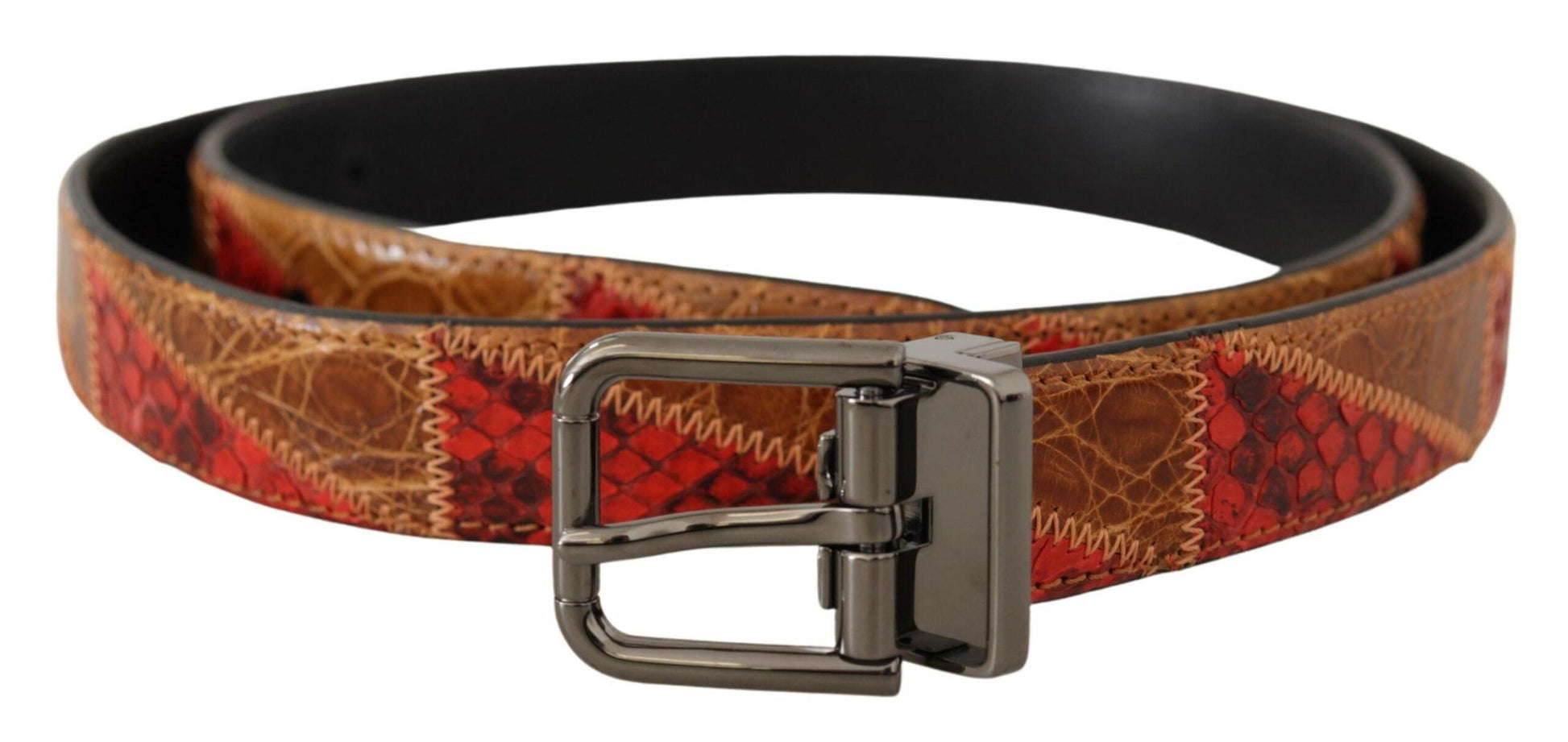 Dolce & Gabbana Elegant Two-Tone Snakeskin Leather Belt - Arichezz.store