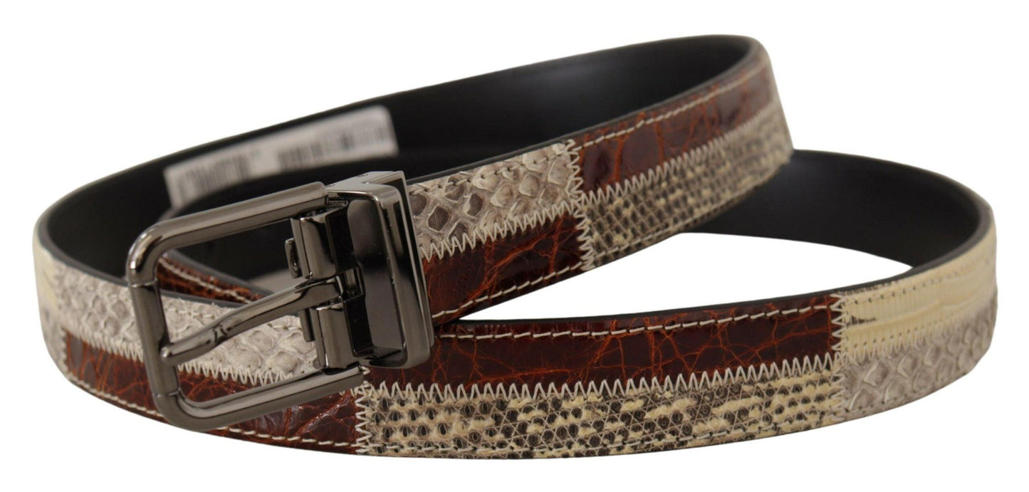 Dolce & Gabbana Multicolor Patchwork Snakeskin Belt - Arichezz.store