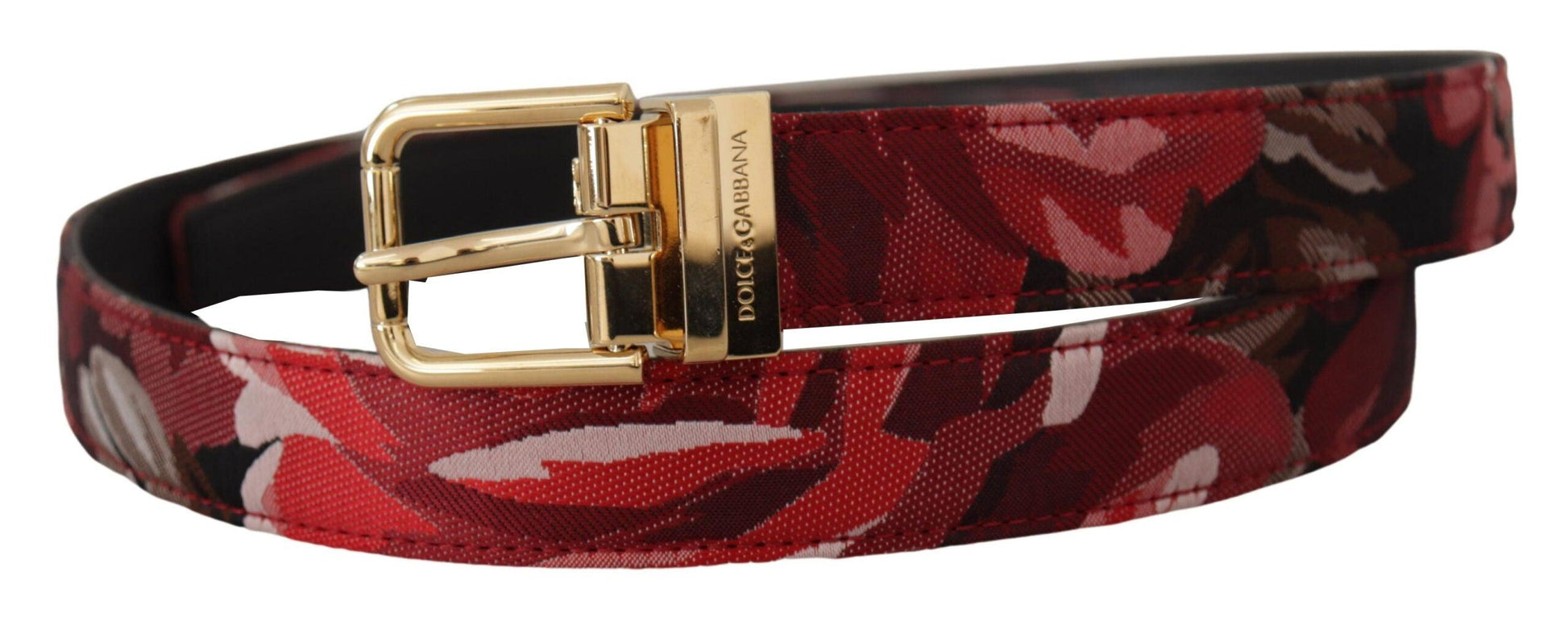 Dolce & Gabbana Red Multicolor Leather Belt with Gold-Tone Buckle - Arichezz.store