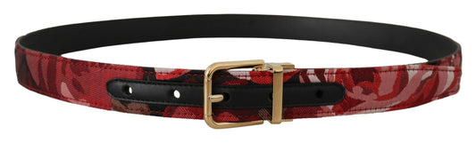 Dolce & Gabbana Red Multicolor Leather Belt with Gold-Tone Buckle - Arichezz.store