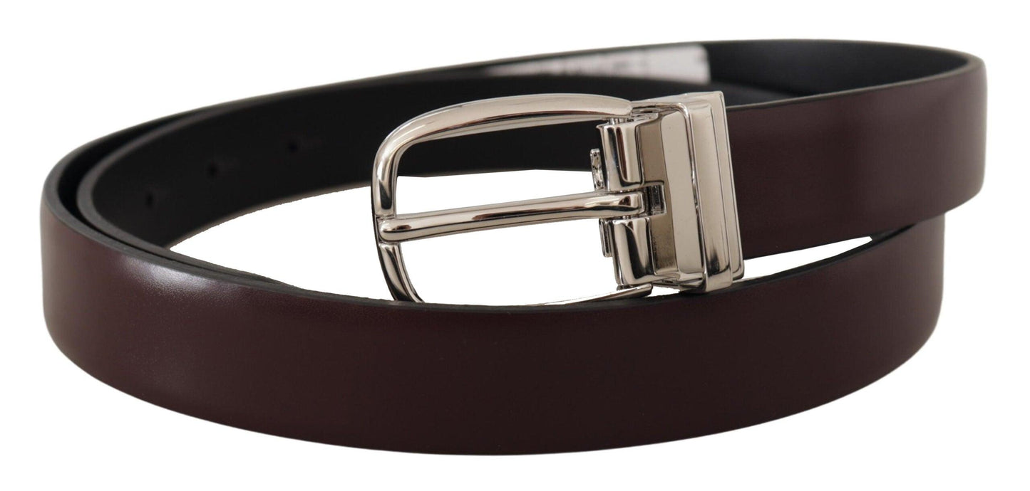 Dolce & Gabbana Elegant Leather Belt with Silver Metal Buckle - Arichezz.store