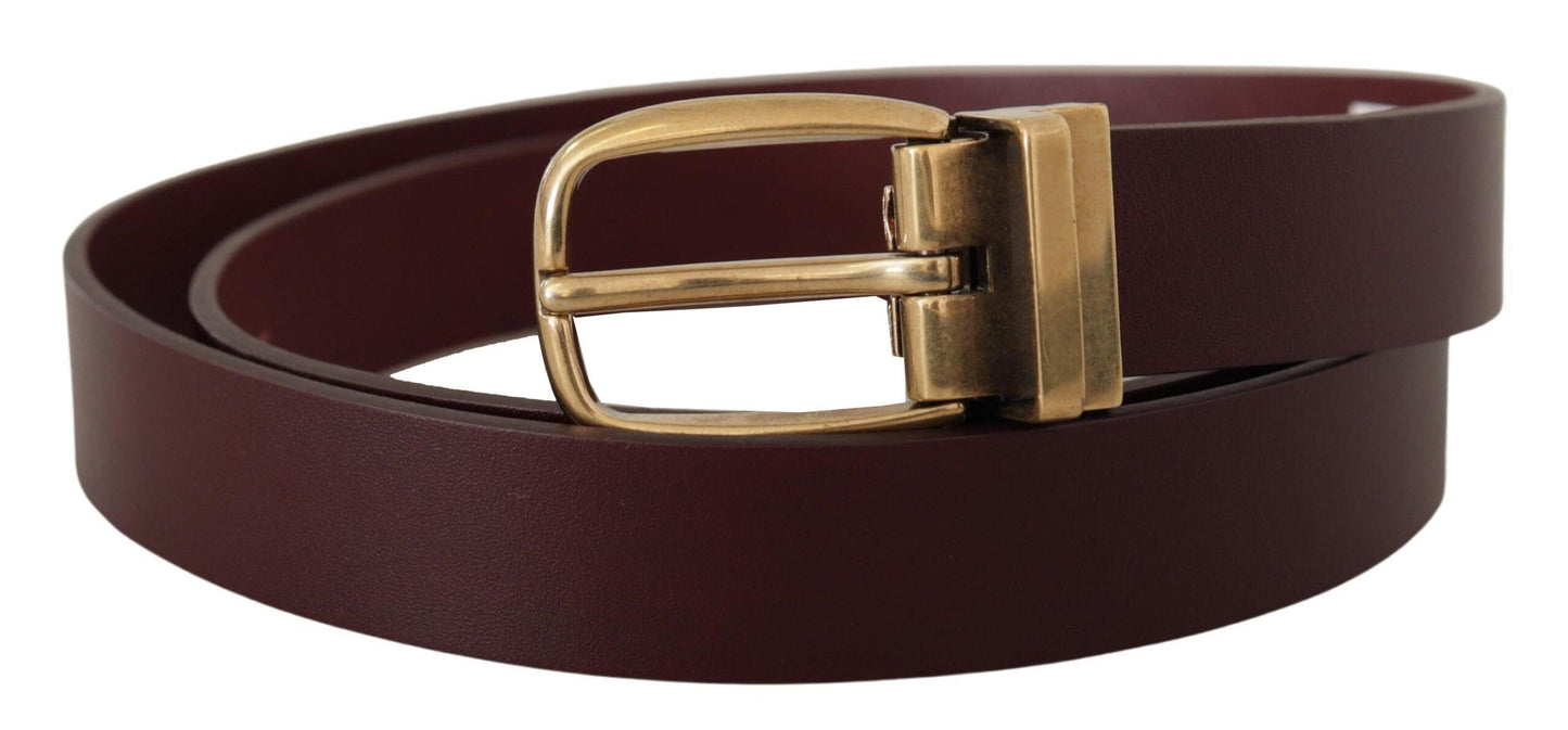 Dolce & Gabbana Elegant Brown Leather Belt with Gold Buckle - Arichezz.store