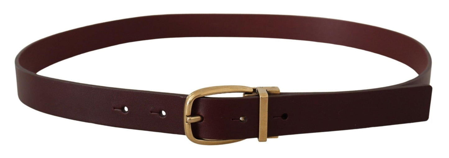 Dolce & Gabbana Elegant Brown Leather Belt with Gold Buckle - Arichezz.store