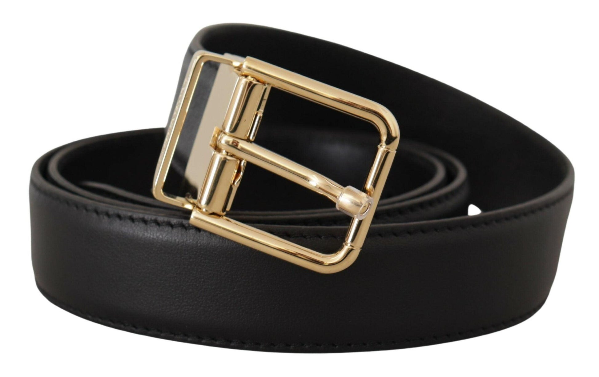 Dolce & Gabbana Elegant Black Leather Belt with Metal Buckle - Arichezz.store