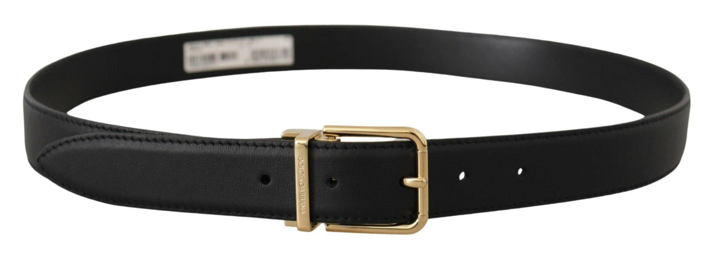 Dolce & Gabbana Elegant Black Leather Belt with Metal Buckle - Arichezz.store