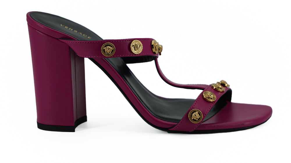 Versace Elegant Purple Calf Leather High Sandals - Arichezz.store