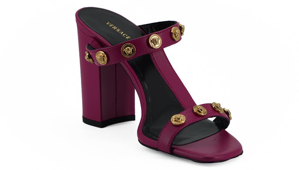 Versace Elegant Purple Calf Leather High Sandals - Arichezz.store