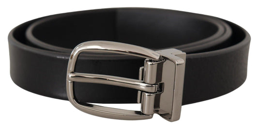 Dolce & Gabbana Elegant Black Leather Belt with Metal Buckle - Arichezz.store