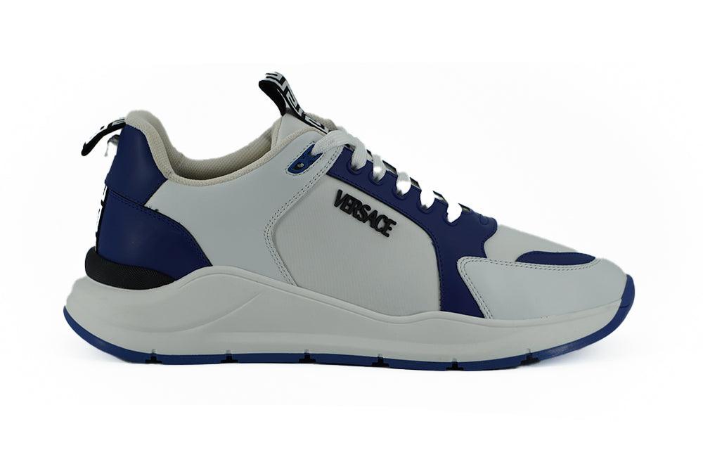 Versace Elegant Blue and White Leather Sneakers - Arichezz.store