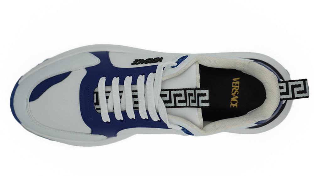 Versace Elegant Blue and White Leather Sneakers - Arichezz.store