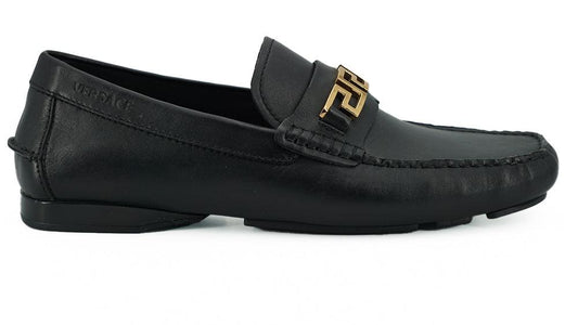 Versace Elegant Black Calf Leather Men's Loafers - Arichezz.store