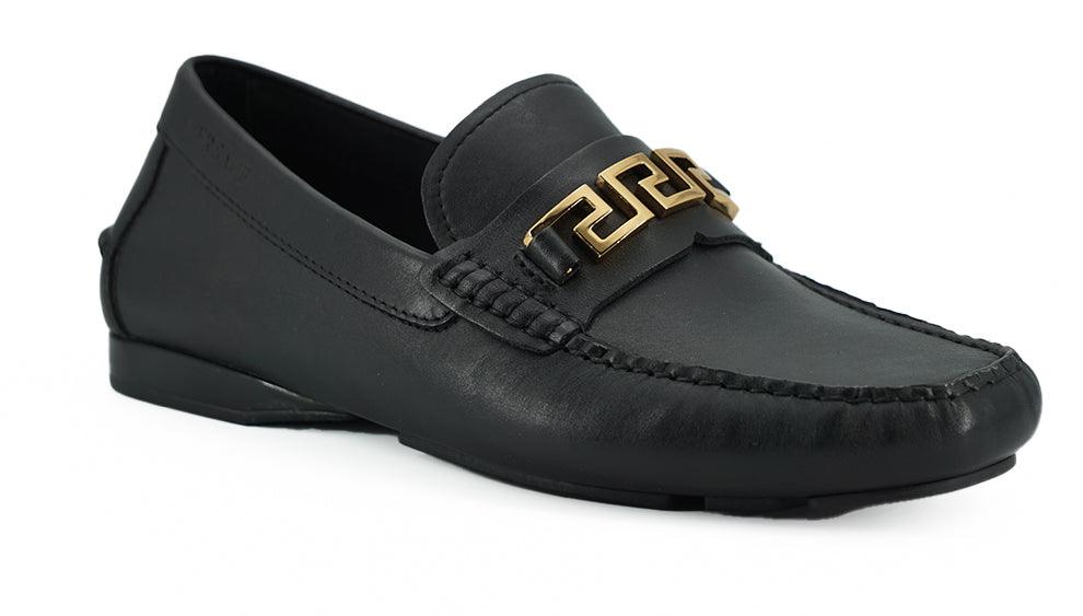 Versace Elegant Black Calf Leather Men's Loafers - Arichezz.store