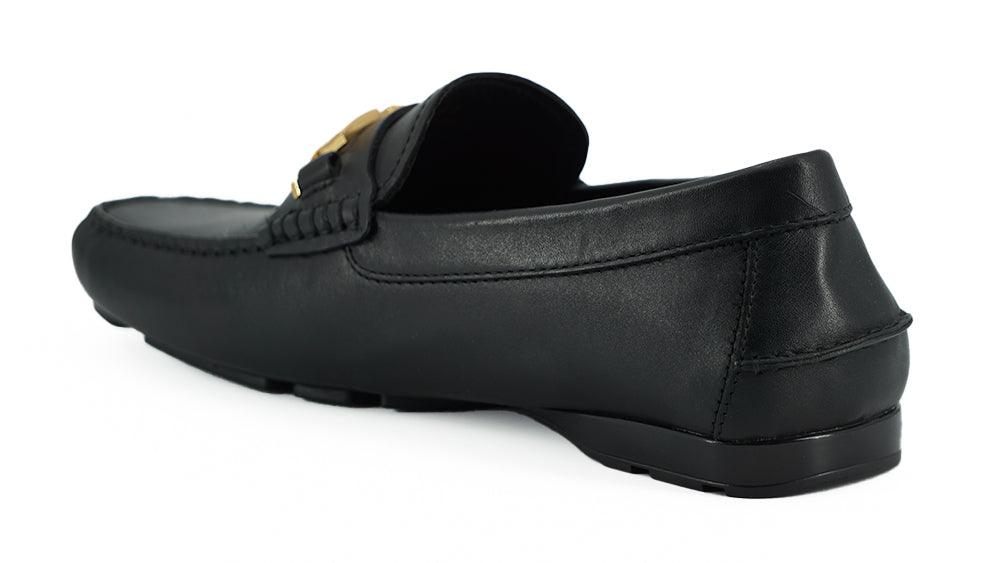 Versace Elegant Black Calf Leather Men's Loafers - Arichezz.store