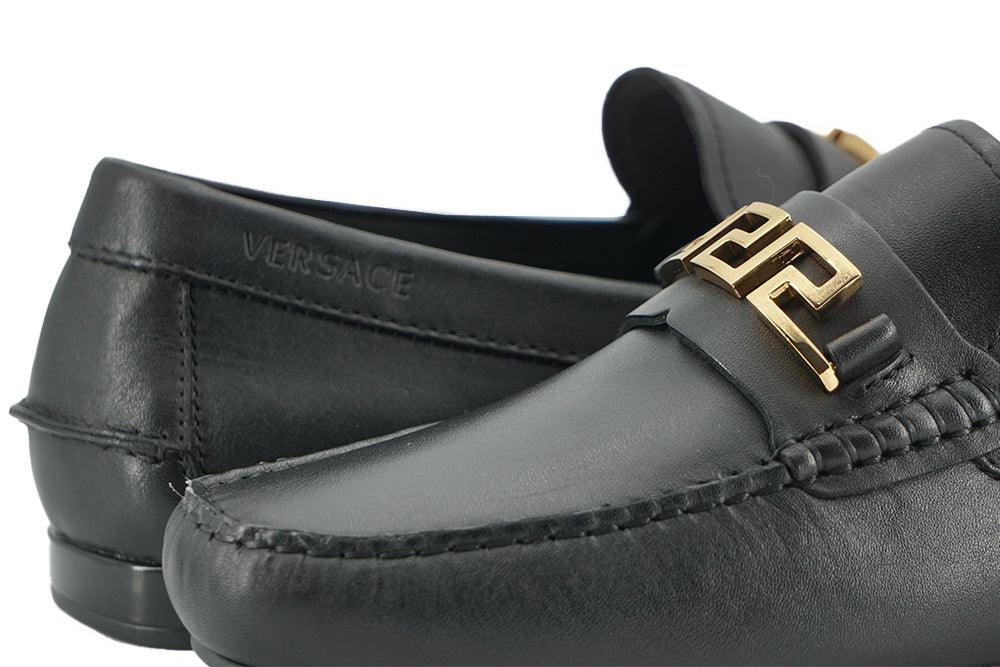 Versace Elegant Black Calf Leather Men's Loafers - Arichezz.store