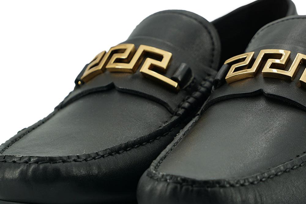 Versace Elegant Black Calf Leather Men's Loafers - Arichezz.store