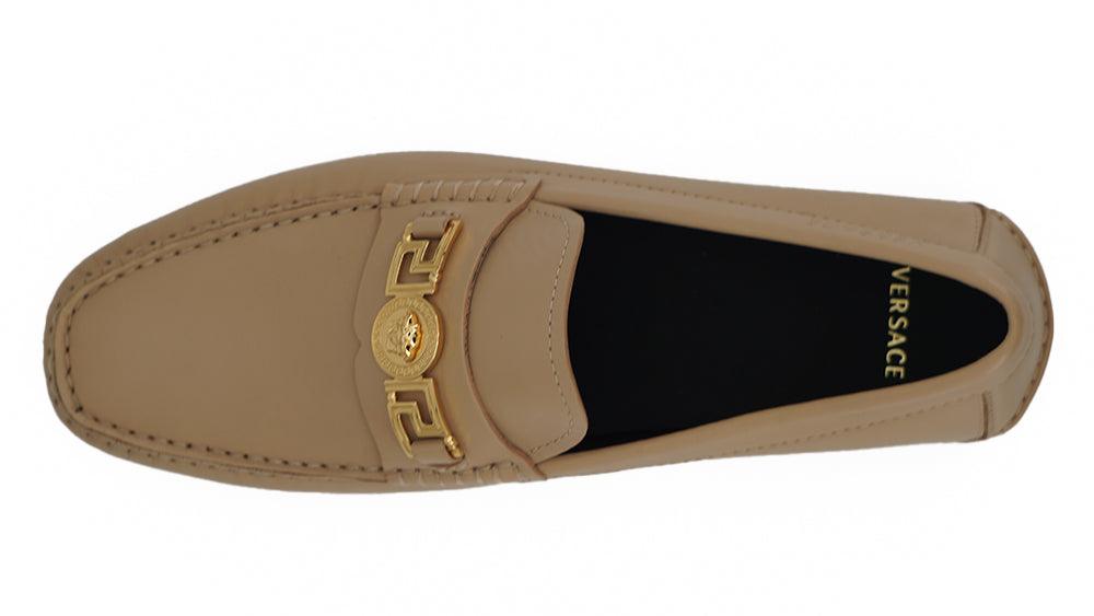 Versace Exquisite Medusa Gold-Tone Leather Loafers - Arichezz.store