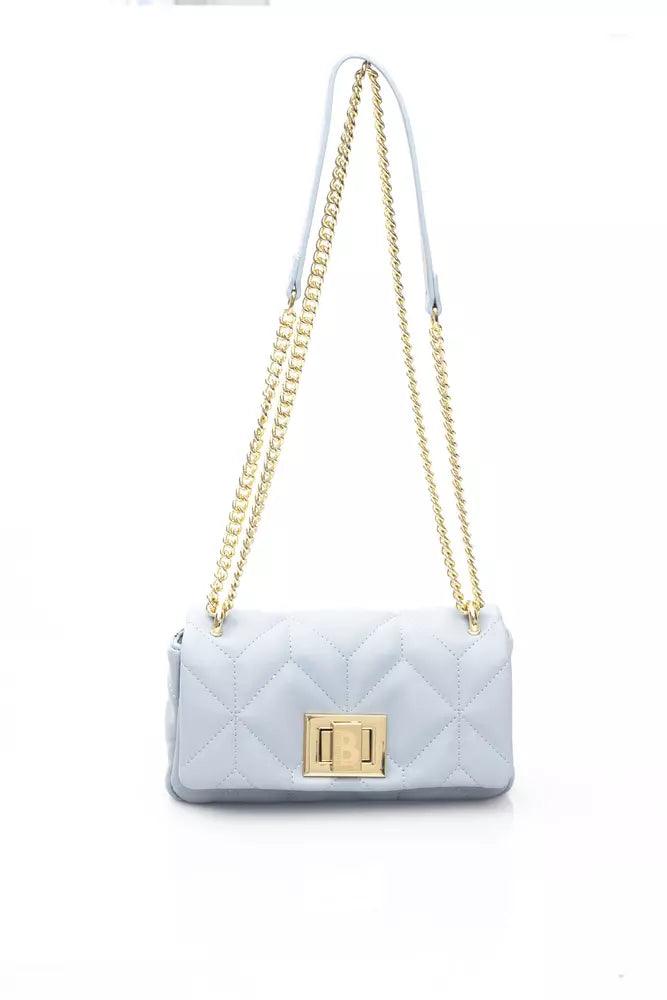 Baldinini Trend Elegant Light Blue Shoulder Bag with Golden Accents - Arichezz.store