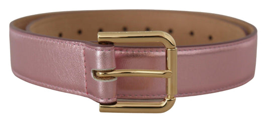 Dolce & Gabbana Elegant Metallic Pink Leather Belt - Arichezz.store