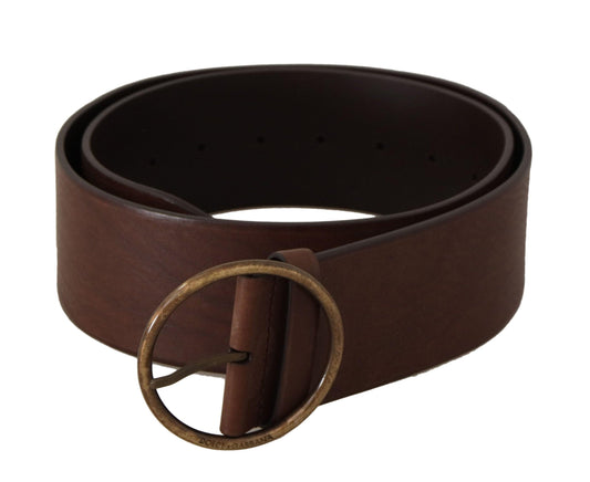 Dolce & Gabbana Elegant Brown Leather Belt with Engraved Buckle - Arichezz.store