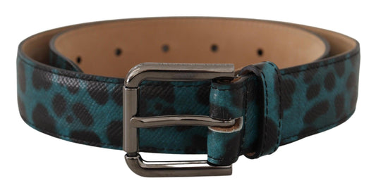 Dolce & Gabbana Engraved Logo Leather Belt in Blue Green - Arichezz.store