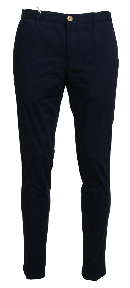 Domenico Tagliente Elegant Dark Blue Slim Chino Pants - Arichezz.store