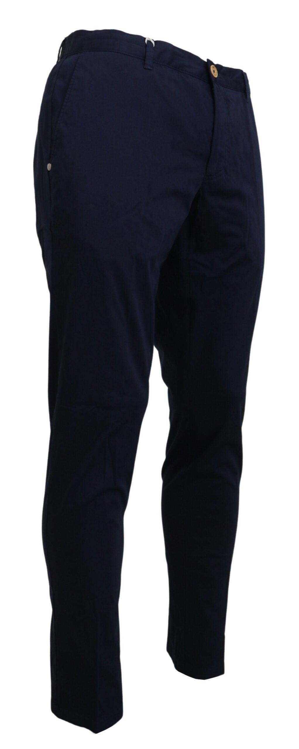 Domenico Tagliente Elegant Dark Blue Slim Chino Pants - Arichezz.store