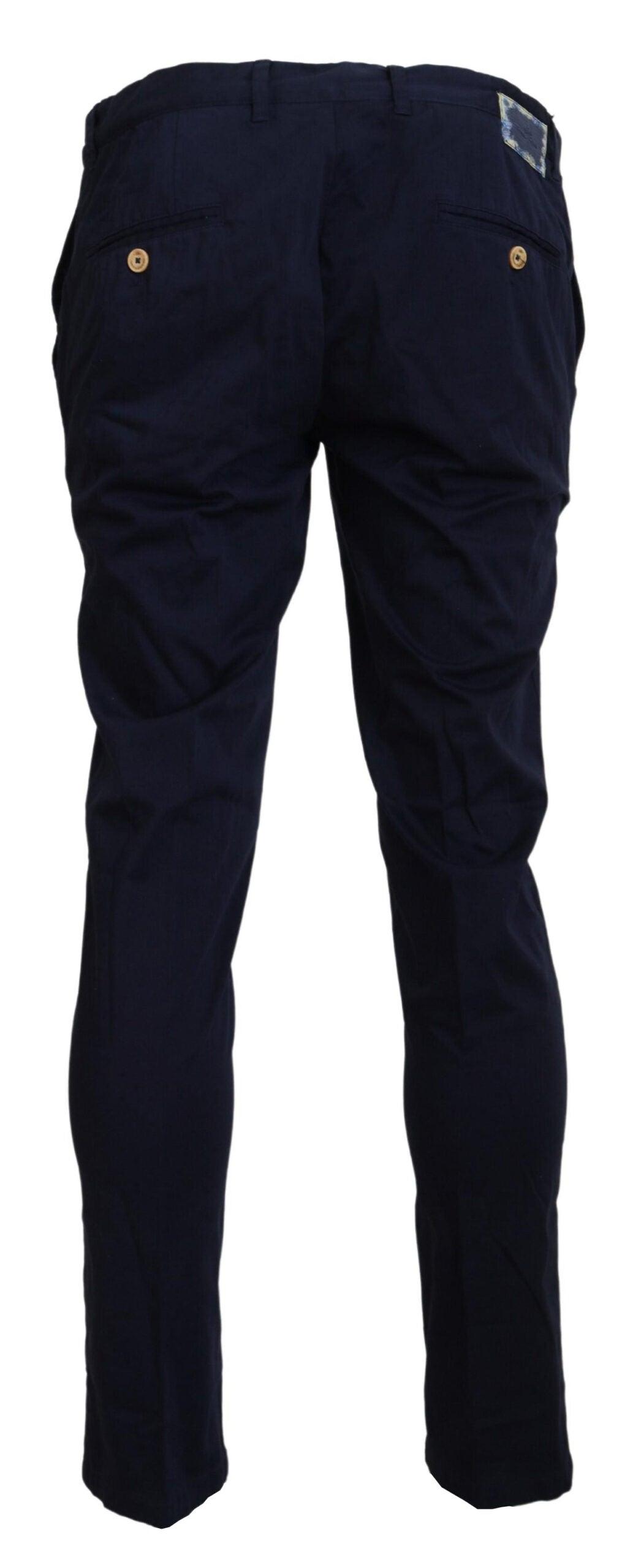 Domenico Tagliente Elegant Dark Blue Slim Chino Pants - Arichezz.store