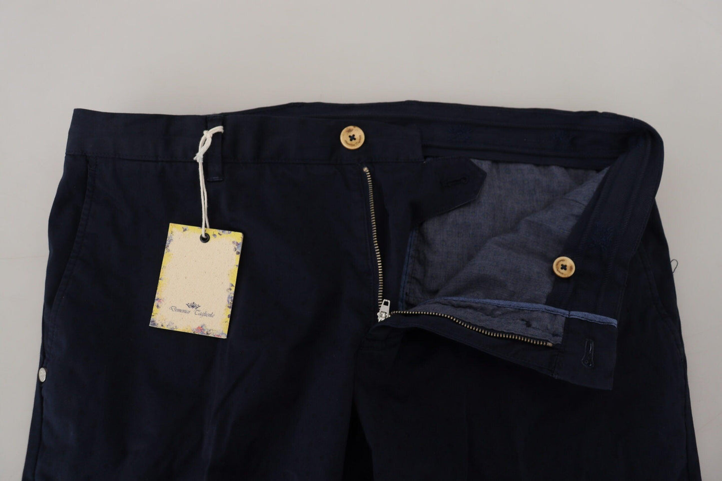 Domenico Tagliente Elegant Dark Blue Slim Chino Pants - Arichezz.store