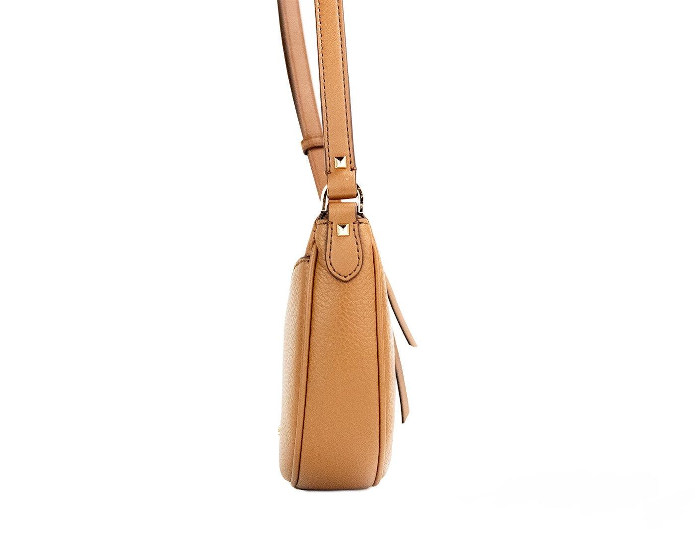 Michael Kors Dover Small Luggage Pebbled Leather Half Moon Crossbody Bag Purse - Arichezz.store