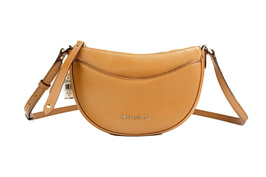 Michael Kors Dover Small Luggage Pebbled Leather Half Moon Crossbody Bag Purse - Arichezz.store