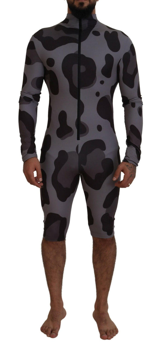 Dolce & Gabbana Elite Gray Patterned Men's Wetsuit Swimwear - Arichezz.store