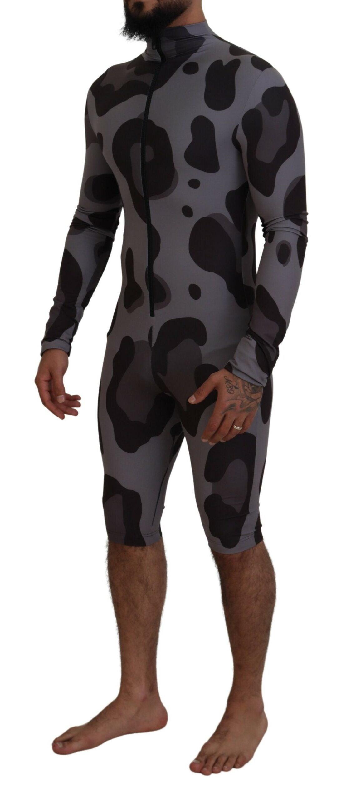 Dolce & Gabbana Elite Gray Patterned Men's Wetsuit Swimwear - Arichezz.store