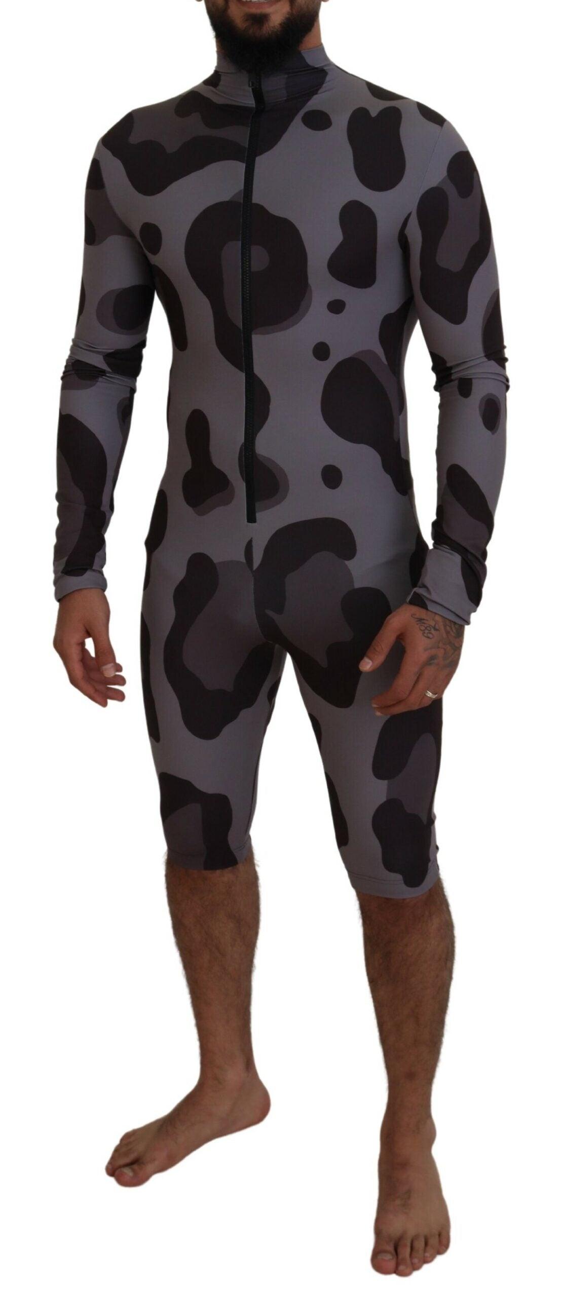 Dolce & Gabbana Elite Gray Patterned Men's Wetsuit Swimwear - Arichezz.store