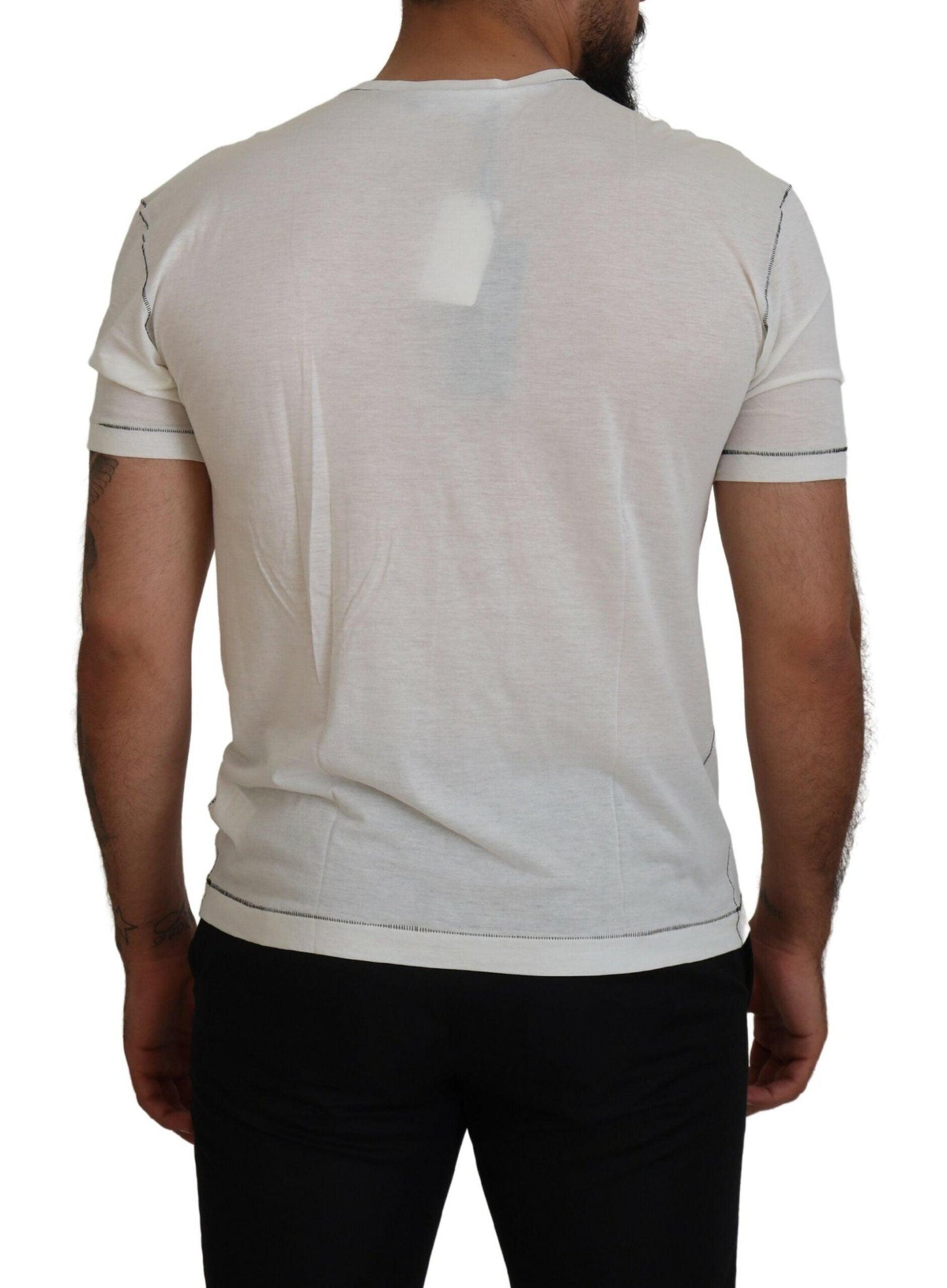 Dolce & Gabbana Elegant White Cotton-Silk Blend Tee - Arichezz.store