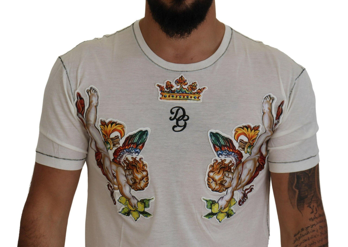 Dolce & Gabbana Elegant White Cotton-Silk Blend Tee - Arichezz.store