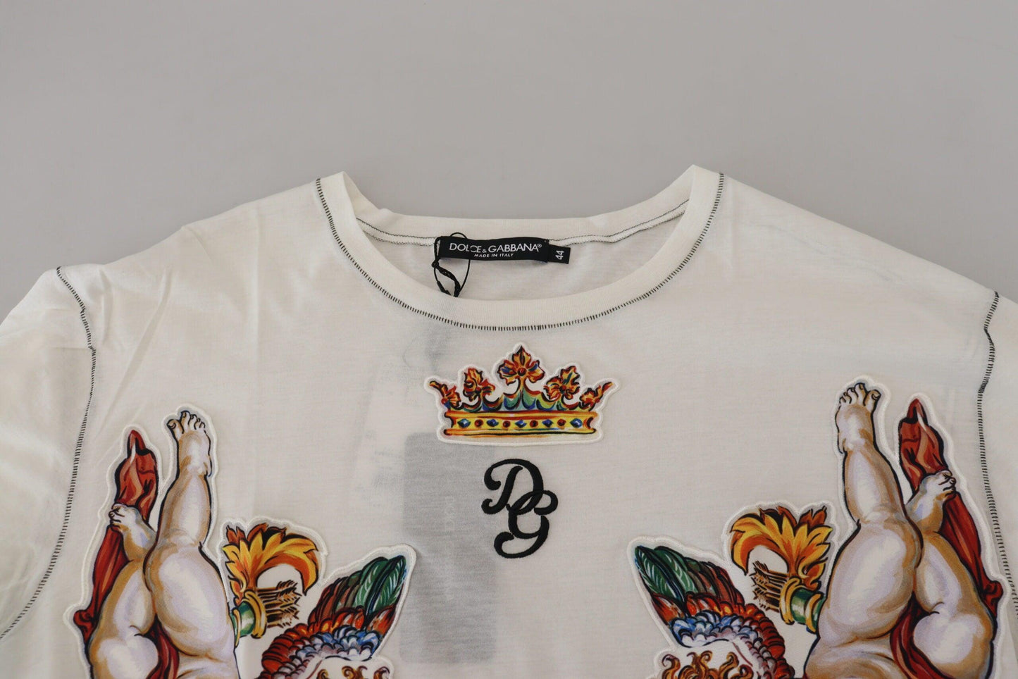 Dolce & Gabbana Elegant White Cotton-Silk Blend Tee - Arichezz.store