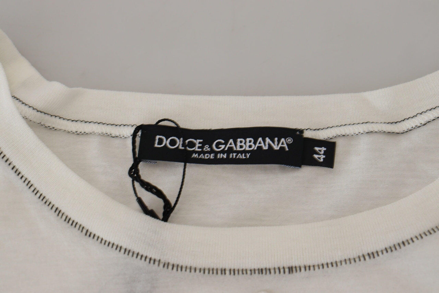 Dolce & Gabbana Elegant White Cotton-Silk Blend Tee - Arichezz.store