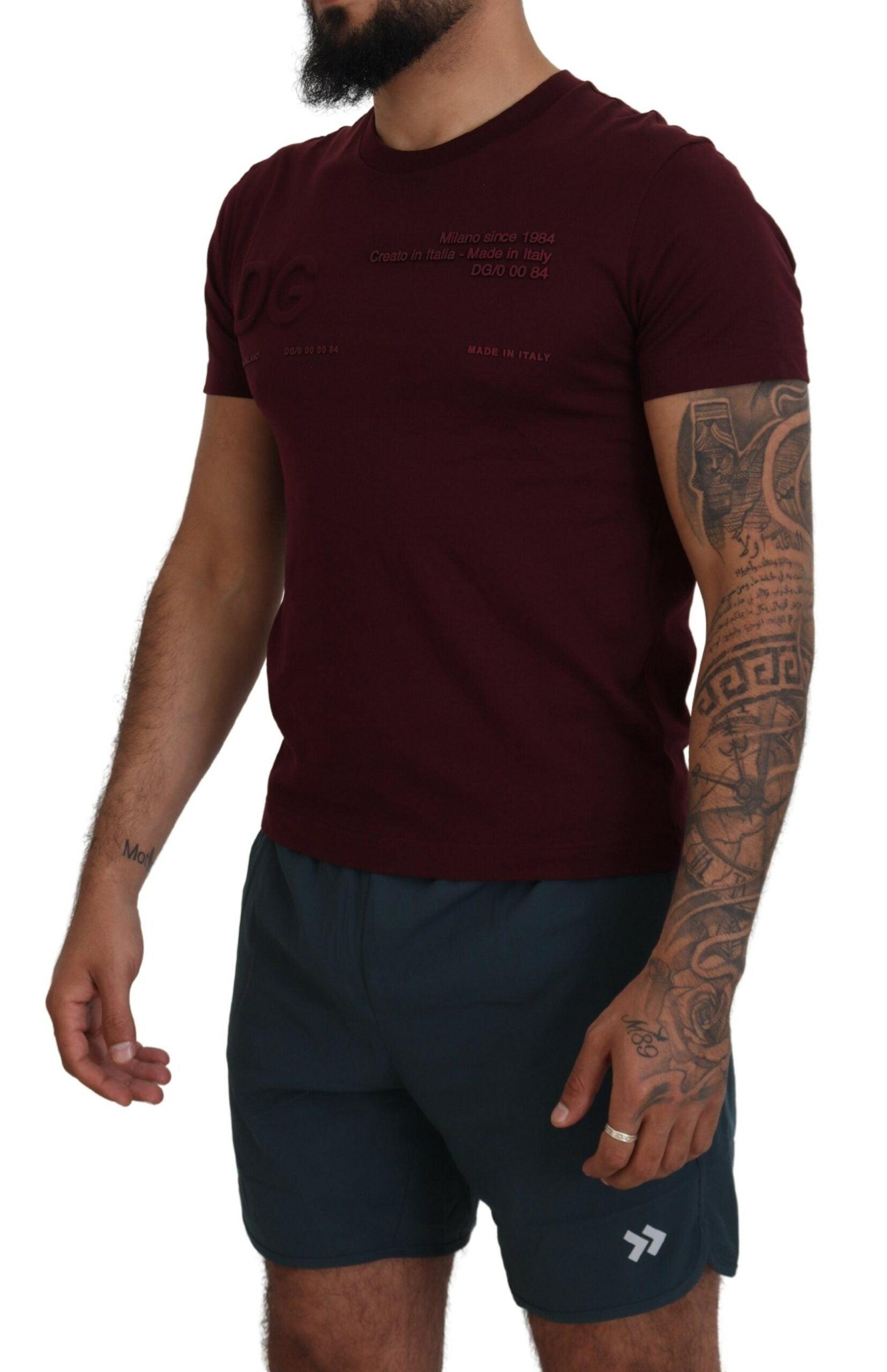 Dolce & Gabbana Elegant Maroon Crew Neck Casual Tee - Arichezz.store