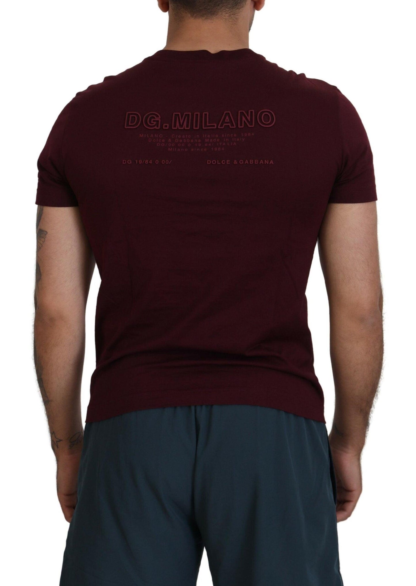 Dolce & Gabbana Elegant Maroon Crew Neck Casual Tee - Arichezz.store