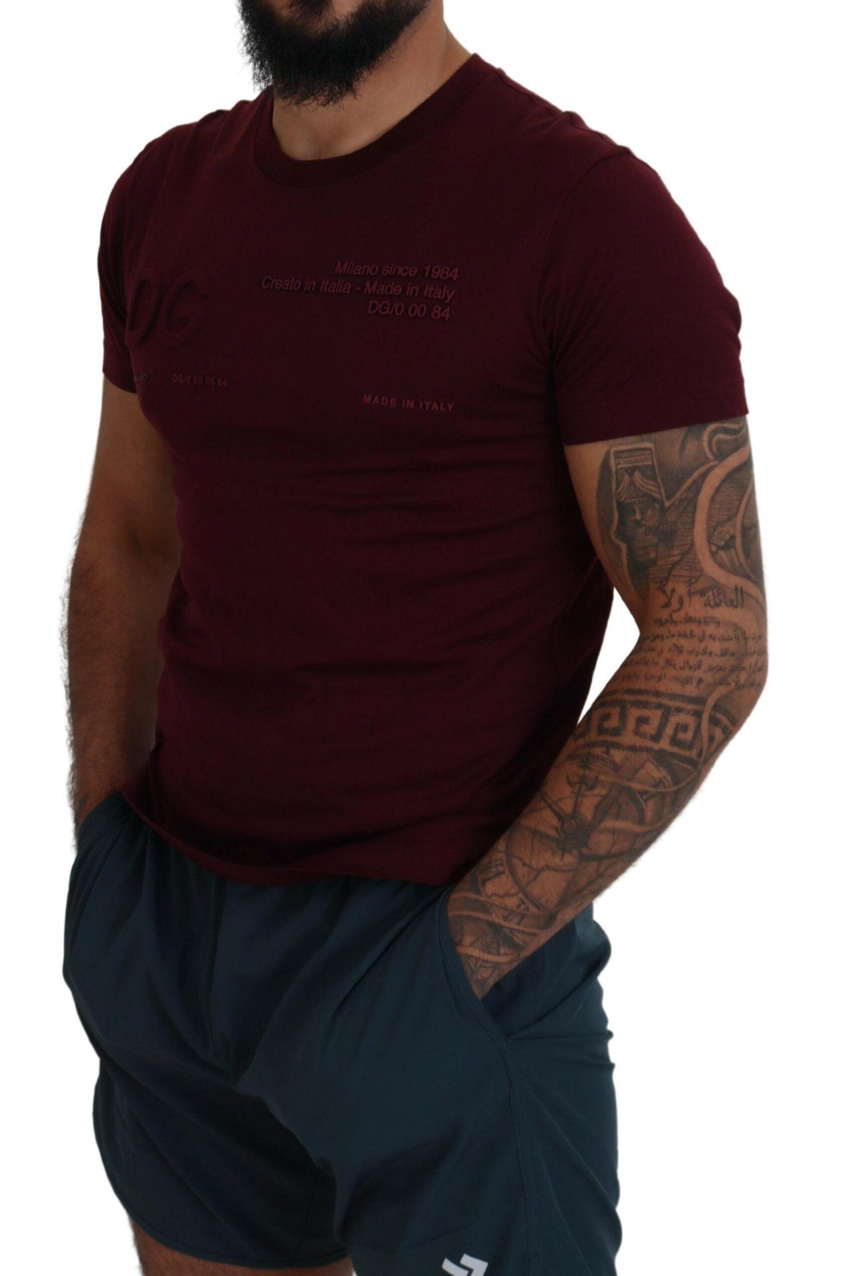 Dolce & Gabbana Elegant Maroon Crew Neck Casual Tee - Arichezz.store