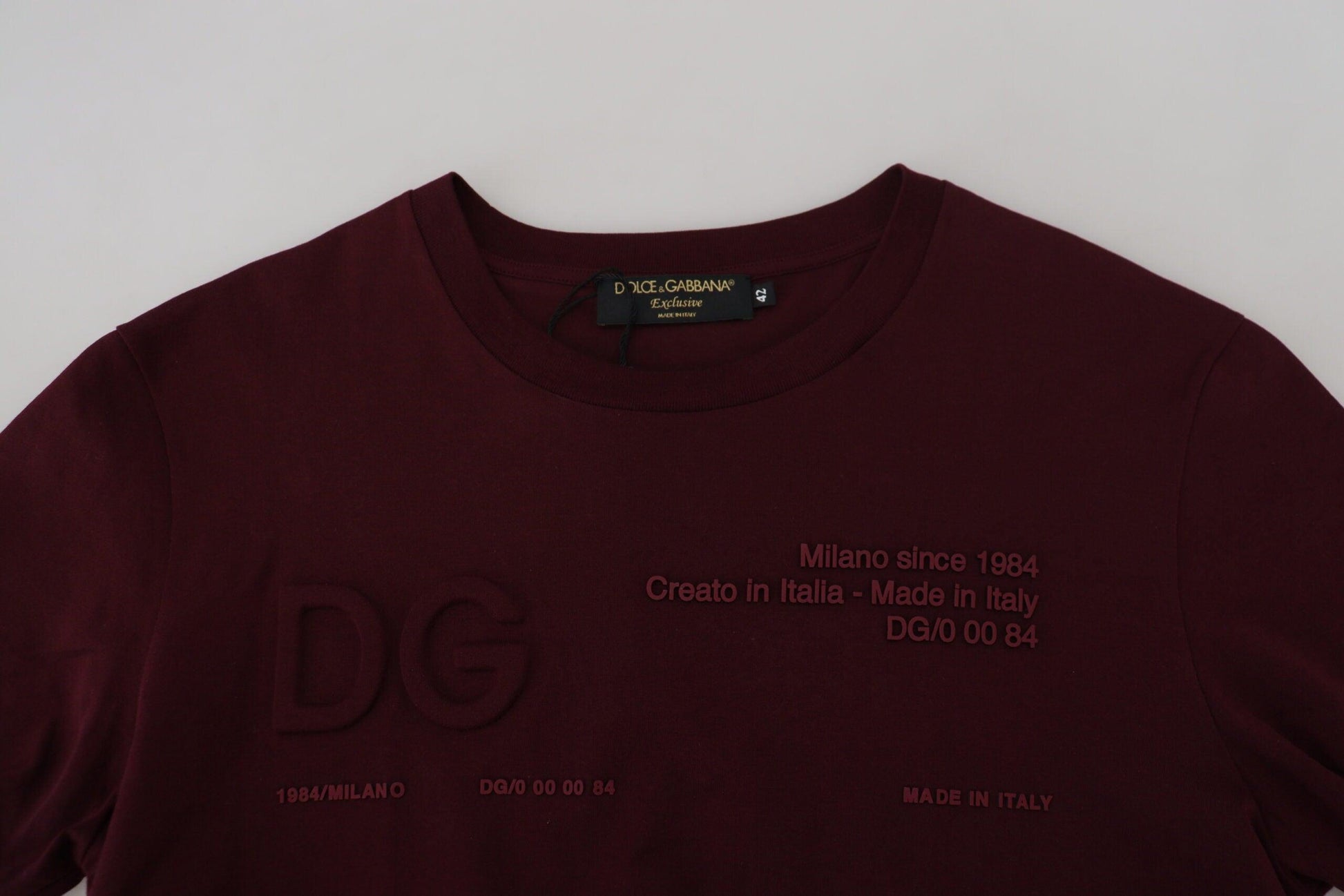 Dolce & Gabbana Elegant Maroon Crew Neck Casual Tee - Arichezz.store