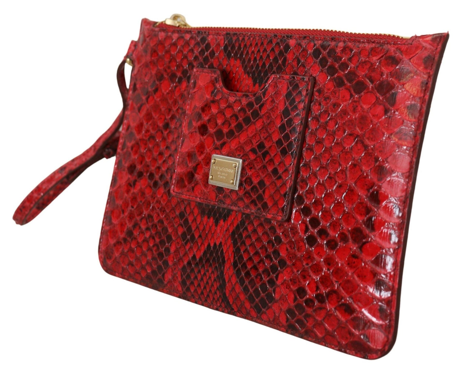 Dolce & Gabbana Elegant Red Leather Ayers Snake Clutch - Arichezz.store