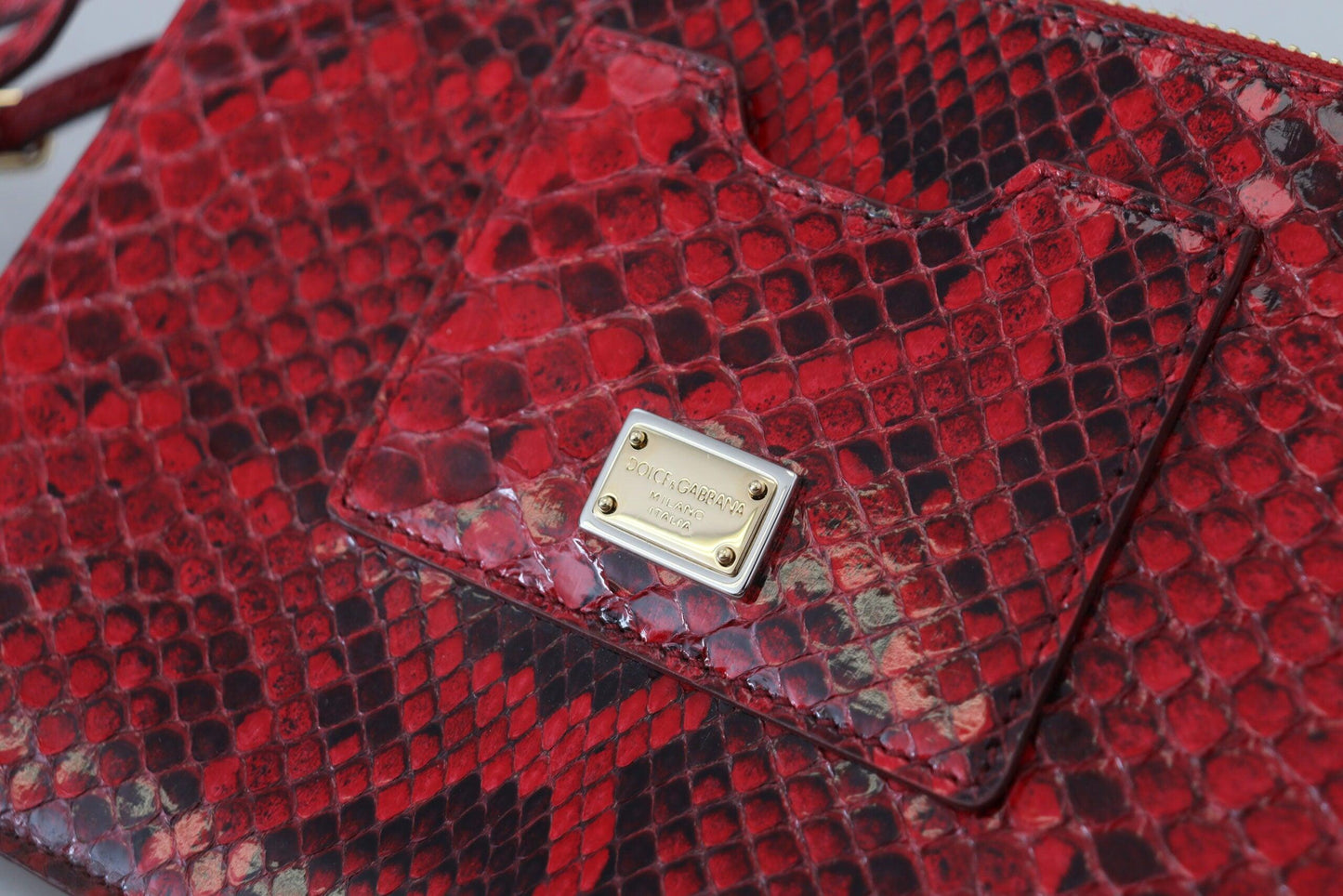 Dolce & Gabbana Elegant Red Leather Ayers Snake Clutch - Arichezz.store