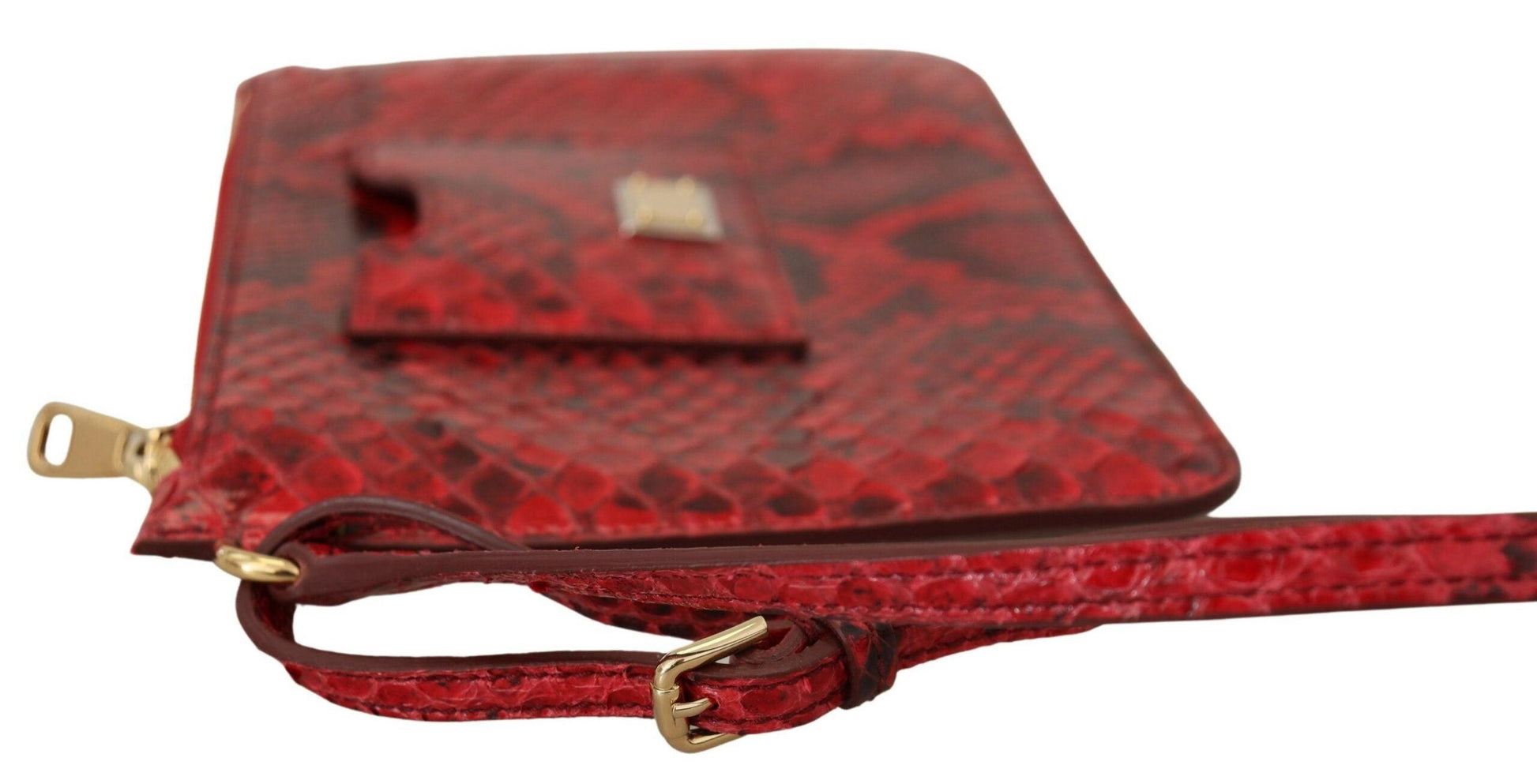 Dolce & Gabbana Elegant Red Leather Ayers Snake Clutch - Arichezz.store