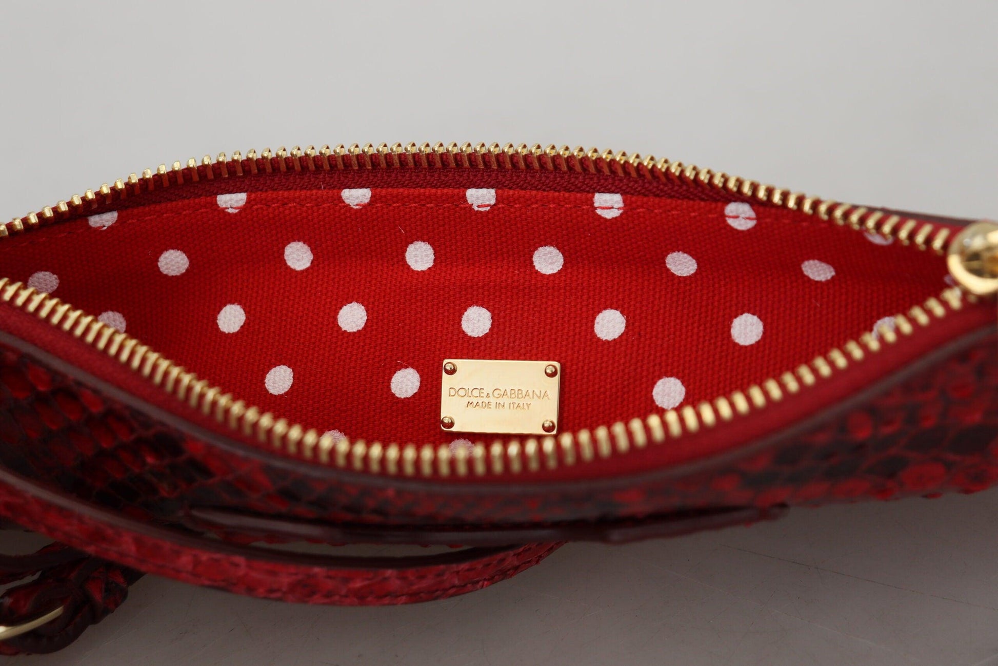 Dolce & Gabbana Elegant Red Leather Ayers Snake Clutch - Arichezz.store