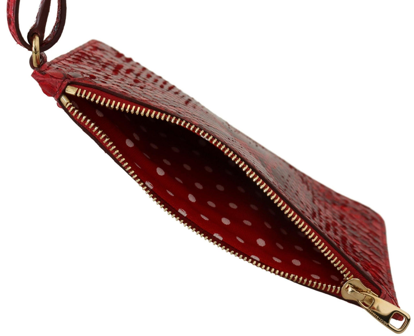 Dolce & Gabbana Elegant Red Leather Ayers Snake Clutch - Arichezz.store